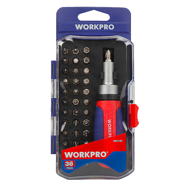 Bộ tua vít 38 chi tiết, thép CR-V Workpro WP200517