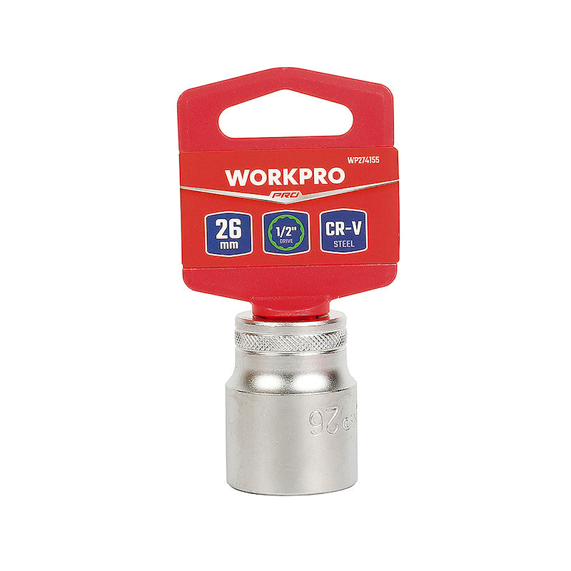 Đầu tuýp cốt 1/2 inch bằng thép CR-V, loại thân ngắn tiêu chuẩn, đầu sao 12 cạnh (8-32mm) Workpro