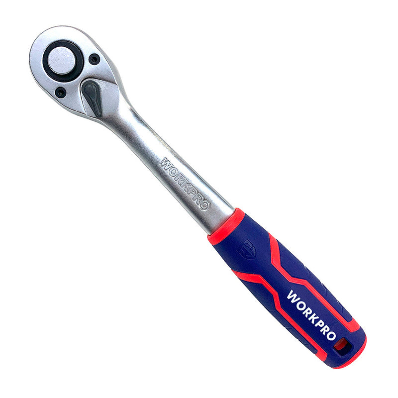 Cần siết tự động gắn đầu tuýp, cán cong, vật liệu thép chrome, đầu cốt bằng thép Cr-Mo, tay cầm bằng nhựa chống trượt Workpro