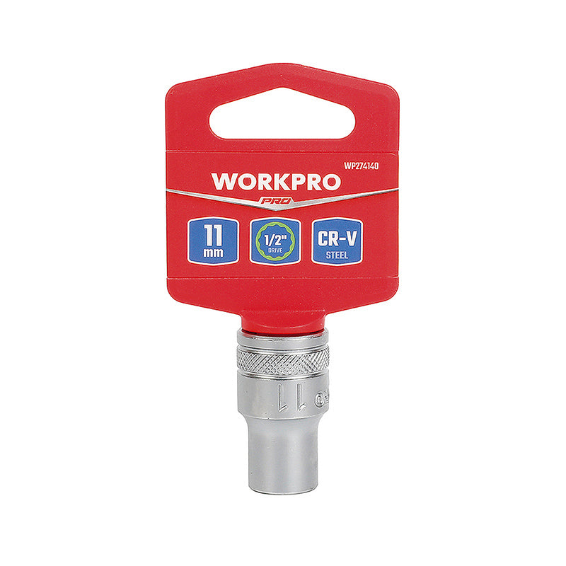 Đầu tuýp cốt 1/2 inch bằng thép CR-V, loại thân ngắn tiêu chuẩn, đầu sao 12 cạnh (8-32mm) Workpro