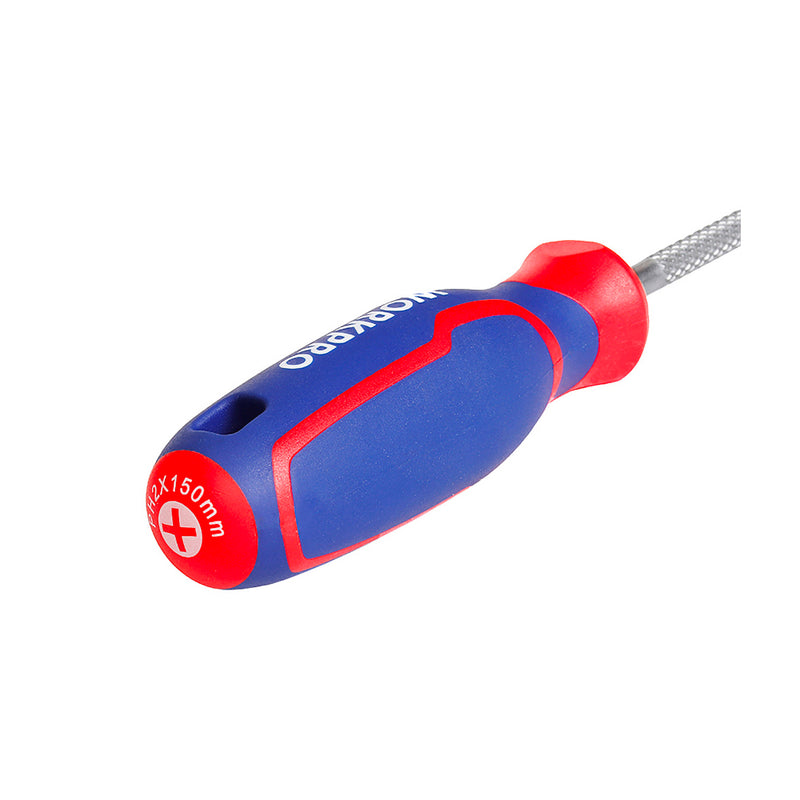 Bộ 2 cây tua vít (1 cây đầu bake, 1 cây đầu dẹp) thép CR-V mạ chrome chống gỉ, có nam châm, tay cầm bọc nhựa chống trượt Workpro WP200503