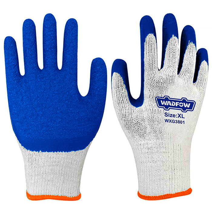 Găng tay bảo hộ cao su Size XL Wadfow WXG3801, chất liệu cao su Latex, không phủ lớp vân giúp thông khí tốt