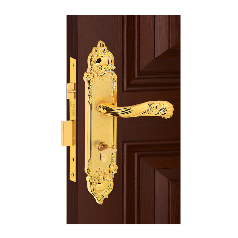 Ổ khóa tay gạt Việt Tiệp 04319 chất liệu bằng đồng mạ vàng 22K với ổ 1 đầu