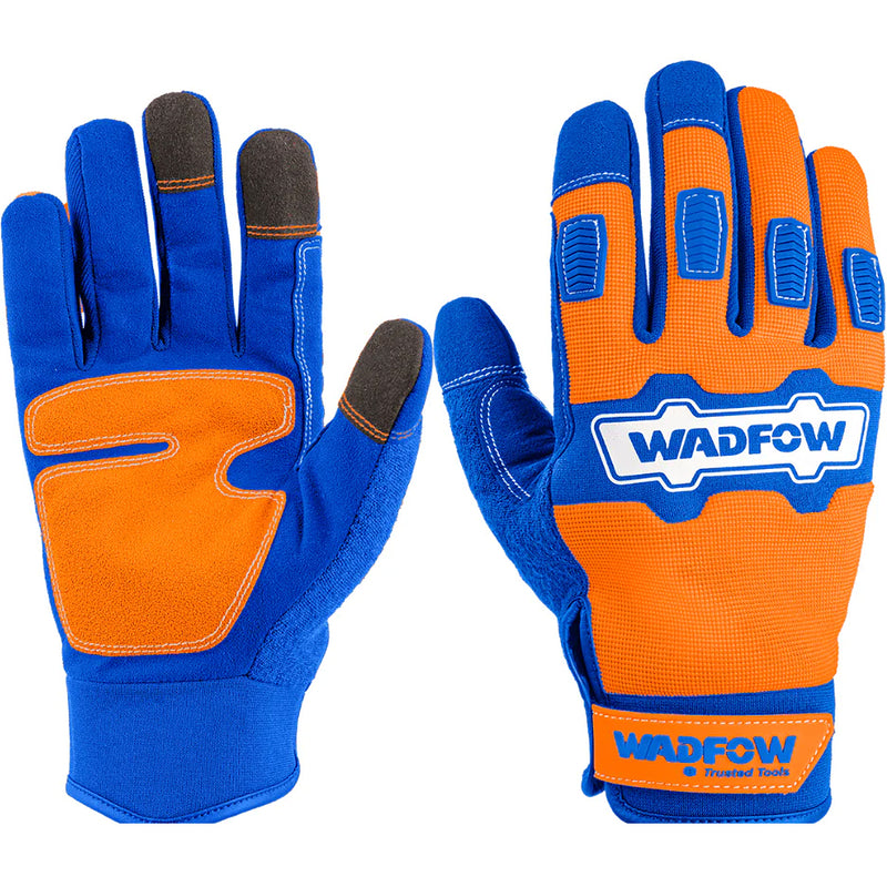 Găng tay cơ khí Size XL Wadfow WMG1E03, lòng bàn tay được gia cố bằng da PVC, 3 ngón dùng được màn hình cảm ứng