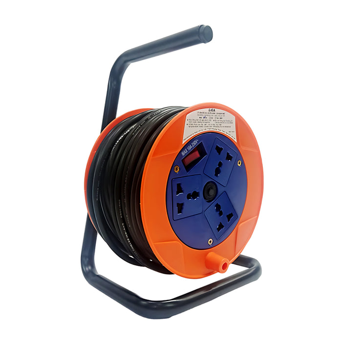 Ổ cắm nối dài chịu tải cao có tay quay LIOA, có CB bảo vệ quá tải, nắp che an toàn