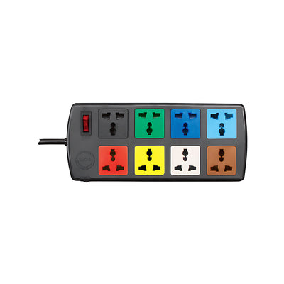 Ổ cắm nối dài 8 lỗ 3 chấu LIOA 8D có công tắc, CB bảo vệ quá tải, nắp che an toàn, công suất 2200W, tải 10A