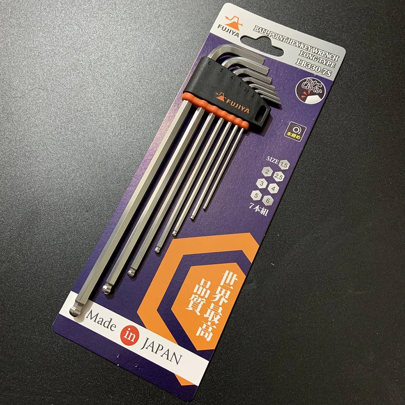 Bộ lục giác đầu bi thân dài 7 chi tiết Fujiya LB330-7S kích thước từ 1.5mm - 6mm
