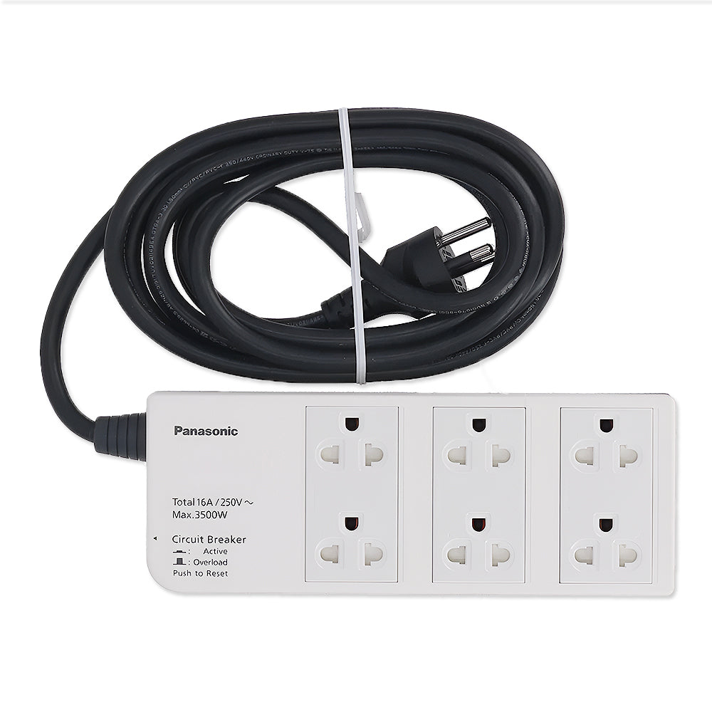 Ổ cắm điện Panasonic 6 cổng, công suất 3500W, dây dài 3m WCHG 2836