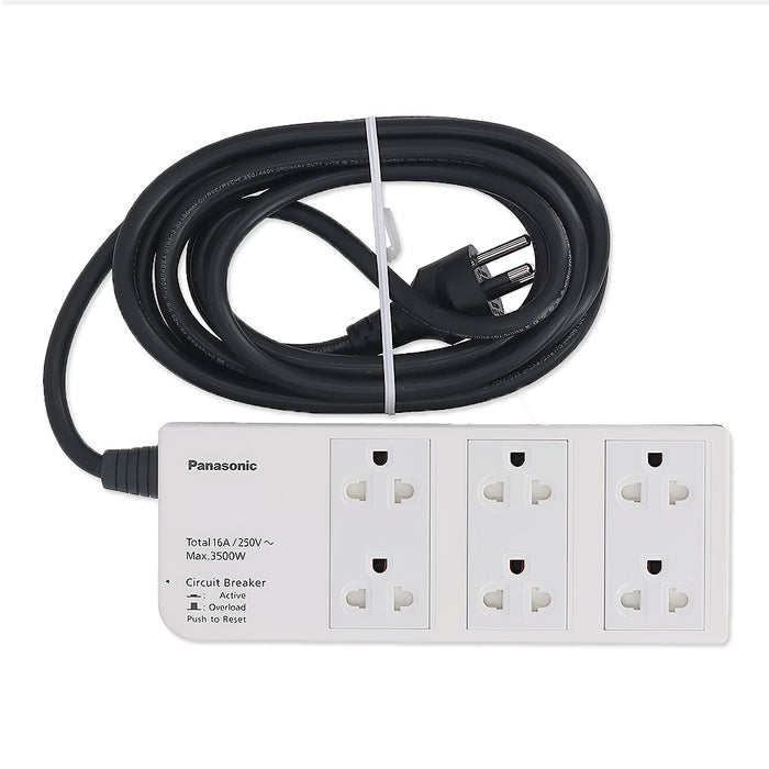 Ổ cắm điện Panasonic 6 cổng, công suất 3500W, dây dài 3m WCHG 2836