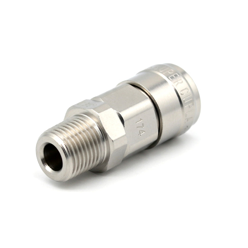 Đầu nối nhanh Super Cupla (Socket) 02SM chất liệu thép mạ Chrome, dùng riêng cho ống nhựa Urethane, kiểu kết nối ren ngoài