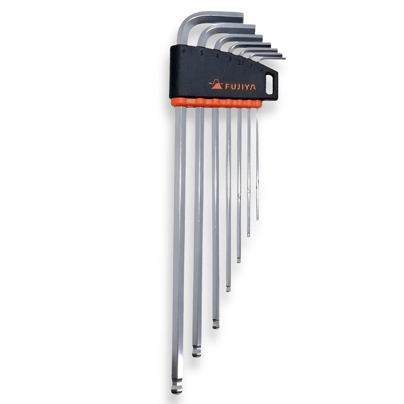 Bộ lục giác đầu bi thân dài 7 chi tiết Fujiya LB330-7S (1.5-6mm) thép Cr-V mạ Nikel chống gỉ