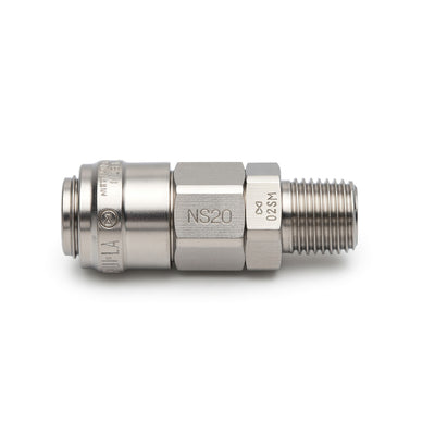 Đầu nối nhanh Super Cupla (Socket) 02SM chất liệu thép mạ Chrome, dùng riêng cho ống nhựa Urethane, kiểu kết nối ren ngoài