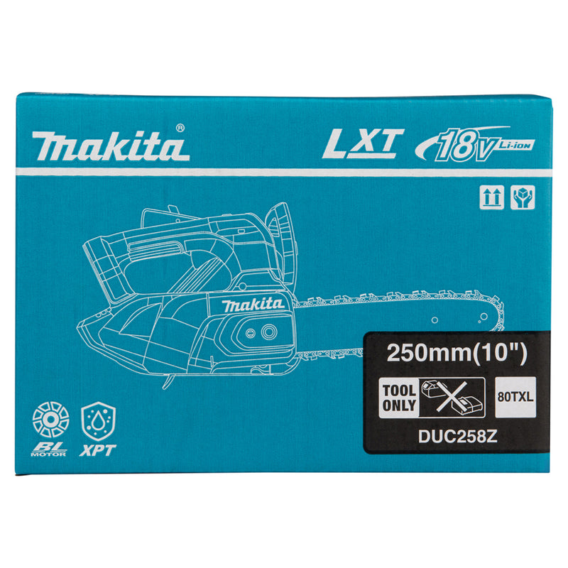 Máy cưa xích Makita DUC258 dùng Pin 18V LXT, chiều dài lam 200mm - 250mm