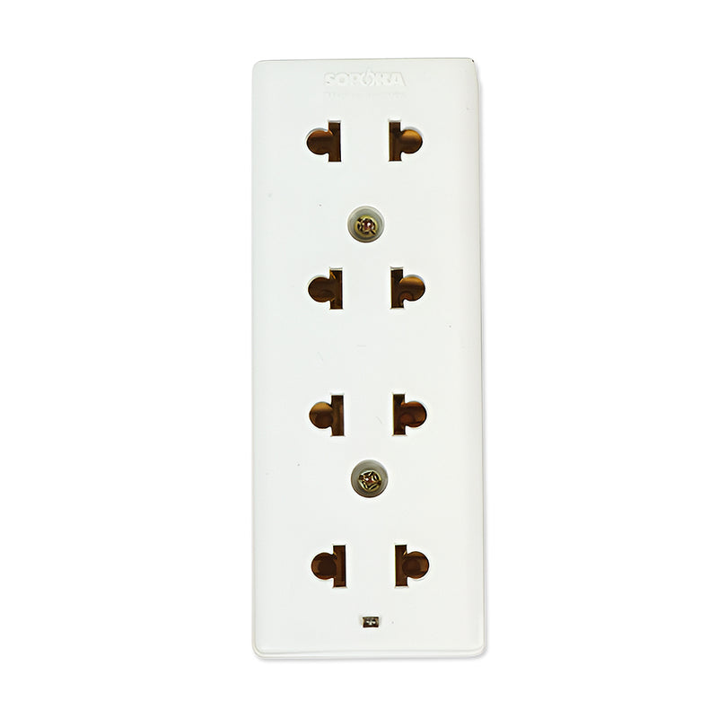 Ổ cắm nổi 4 cổng SOPOKA E25 màu trắng, chịu tải 10A, an toàn chống cháy