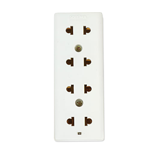 Ổ cắm nổi 4 cổng SOPOKA E25 màu trắng, chịu tải 10A, an toàn chống cháy