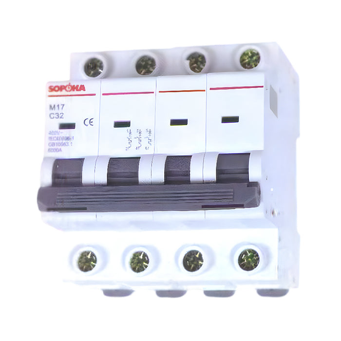 Cầu dao tự động MCB Sopoka M17/M20, tải danh định từ 2A ~ 125A, dòng cắt 6kA