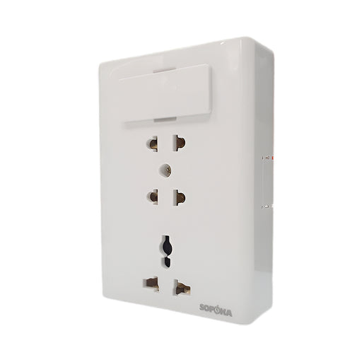 Bảng điện nổi SOPOKA E8A đa năng 3 ổ cắm tích hợp cầu chì bảo vệ, vỏ ABS chống cháy, lõi đồng nguyên chất.