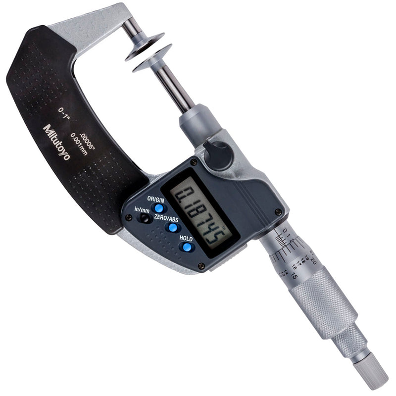 Panme điện tử Mitutoyo Series 369 - Disc Micrometers, Non-Rotating Spindle. Hàm kẹp đĩa, trục đo không xoay. Có cổng SPC xuất dữ liệu