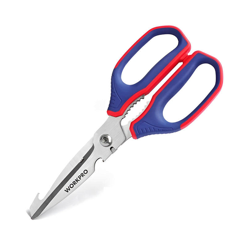 Kéo làm bếp đa năng 250mm (10 inches) kết hợp chức năng mở đồ hộp, tuốc dây, lưỡi móc Workpro WP214006