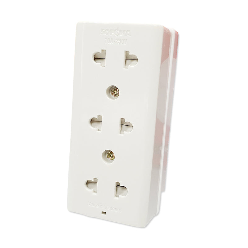 Ổ cắm điện 3 lỗ 10A SOPOKA E14 cho bảng điện gia đình
