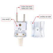 Phích cắm siêu chịu tải SOPOKA 3000W P3000W chân cắm đồng đúc 5mm, chịu nhiệt, chống va đập, hình ảnh chi tiết cấu tạo sản phẩm
