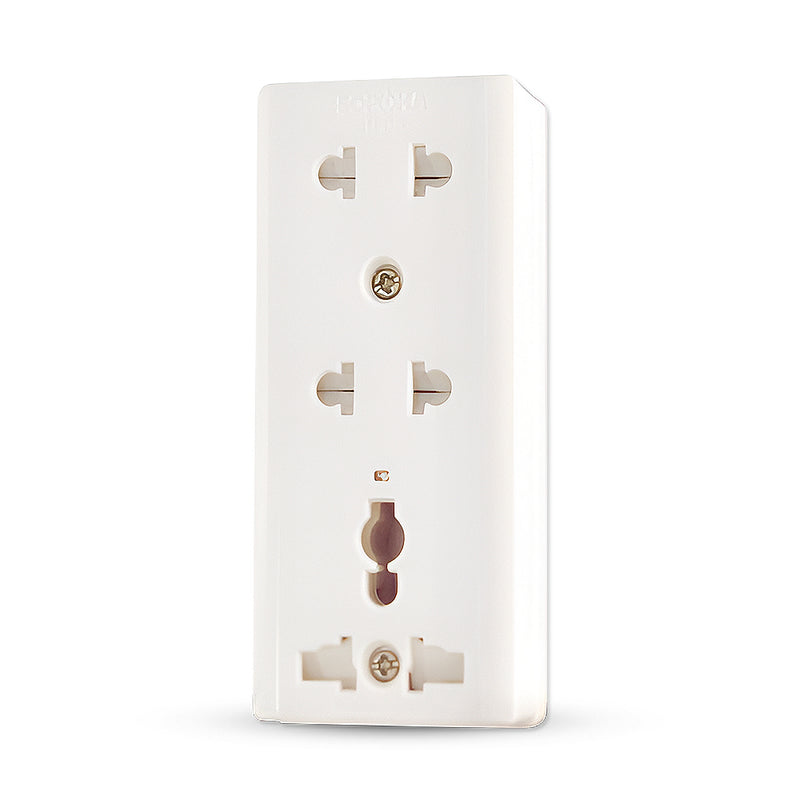 Ổ cắm nổi SOPOKA E15 3 cổng đa năng, chống cháy, an toàn cho trẻ em, chịu tải 10A, tiếp điểm đồng đàn hồi.