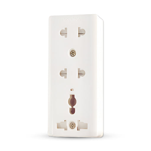 Ổ cắm nổi SOPOKA E15 3 cổng đa năng, chống cháy, an toàn cho trẻ em, chịu tải 10A, tiếp điểm đồng đàn hồi.
