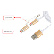 Dây cáp sạc đa năng 2 trong 1 SOPOKA DQ-03 trắng, cổng Lightning & Micro USB, dài 1m