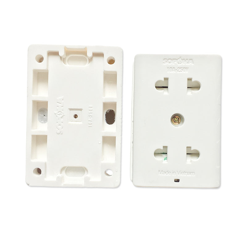 Ổ cắm nổi SOPOKA E12 2 cổng, đế chịu nhiệt chống cháy, an toàn điện gia đình