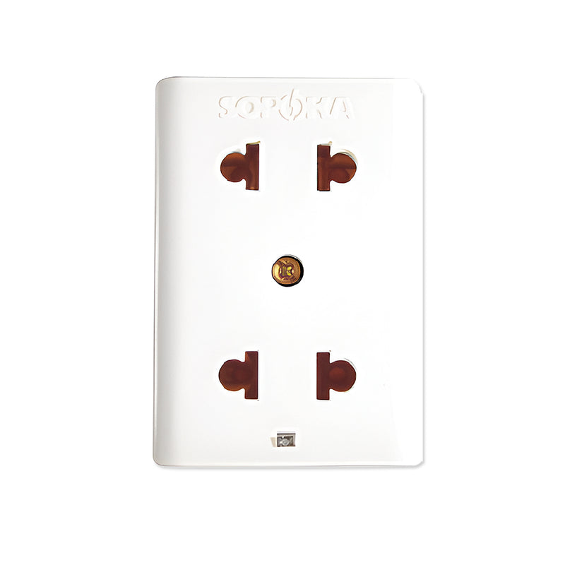 Ổ cắm nổi 2 cổng, đế chịu nhiệt chống cháy, tải 10A SOPOKA E12