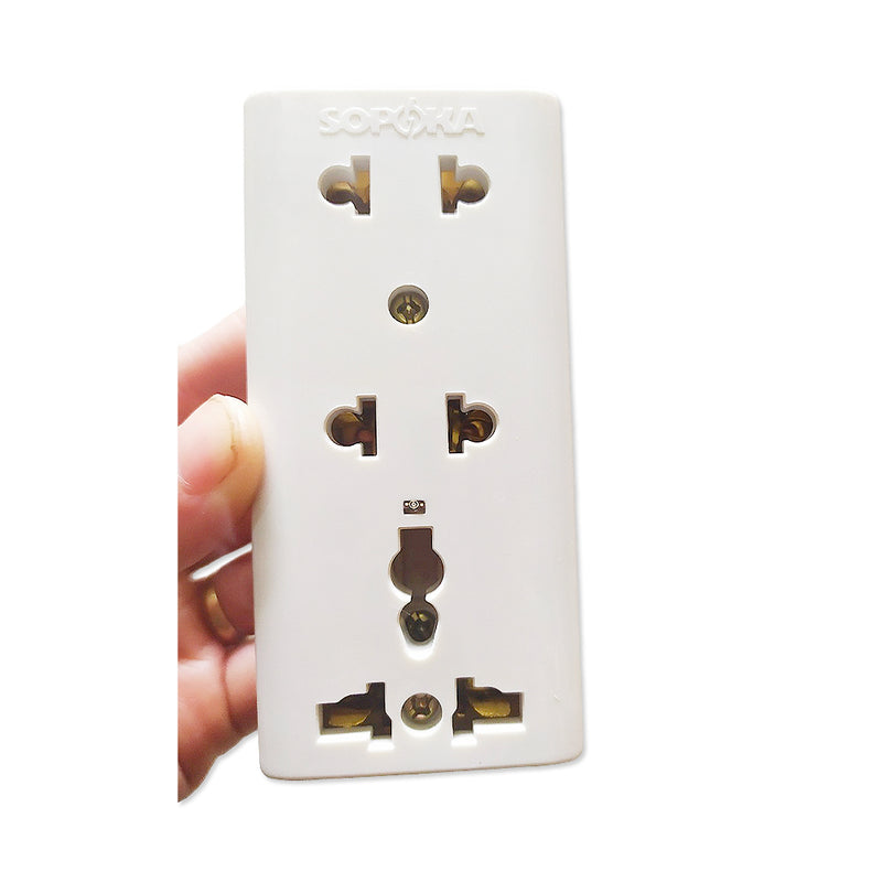 Ổ cắm nổi SOPOKA E15 3 cổng đa năng, chống cháy, chịu tải 10A, an toàn cho gia đình.