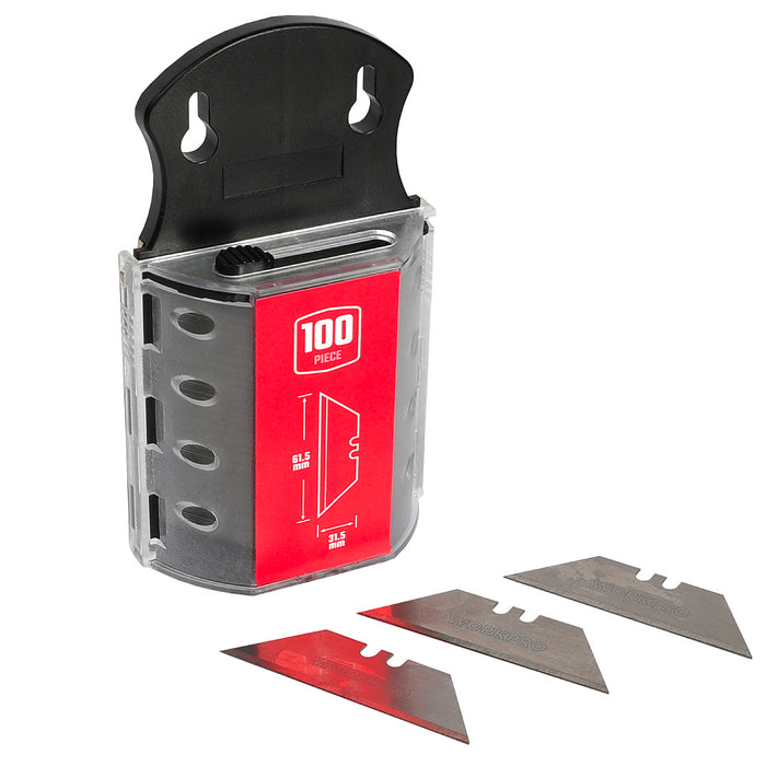 Hộp 100 lưỡi dao rọc đa năng (loại nhọn 2 đầu) chất liệu bằng thép SK5 Workpro WP213003