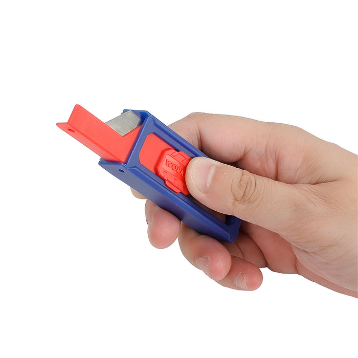 Hộp 10 lưỡi dao rọc đa năng (loại nhọn 2 đầu) bằng thép SK5, chứa trong hộp nhựa loại tốt Workpro WP213002