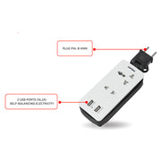 Ổ cắm điện du lịch SOPOKA Q2U 2 ổ cắm 2 cổng USB dây cuộn gọn tiện lợi