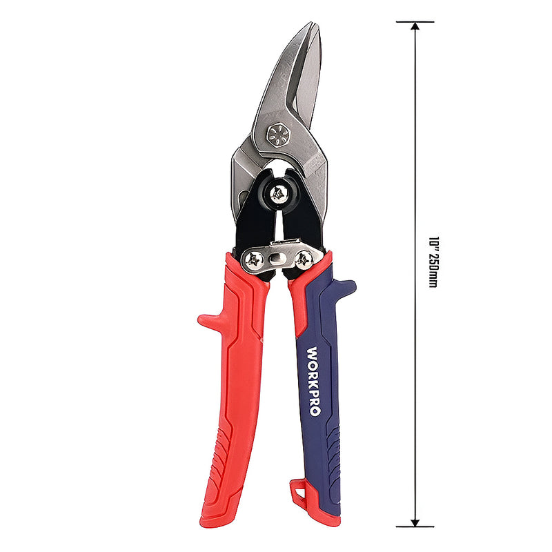 Kéo cắt tôn bằng thép CR-MO cao cấp (Aviation tin snip), thiết kế tiết kiệm lực bóp Workpro