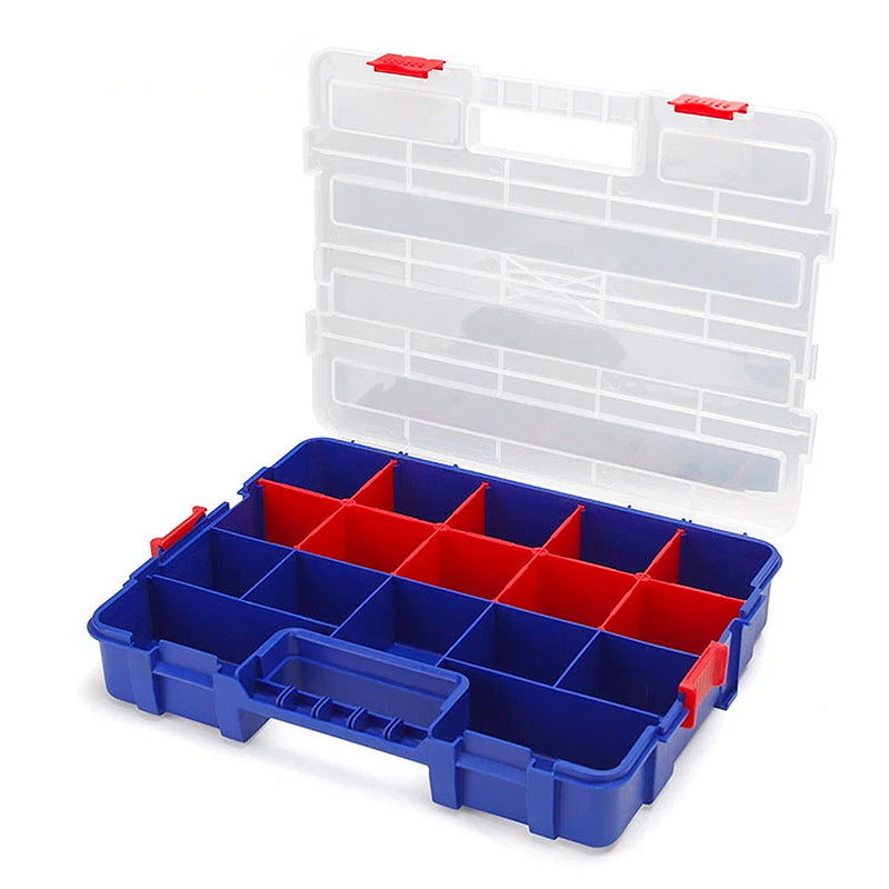 Hộp nhựa đựng linh kiện nhiều ngăn 385×300×75mm có thể liên kết xếp chồng lên nhau thành một khối lớn hơn Workpro WP283007