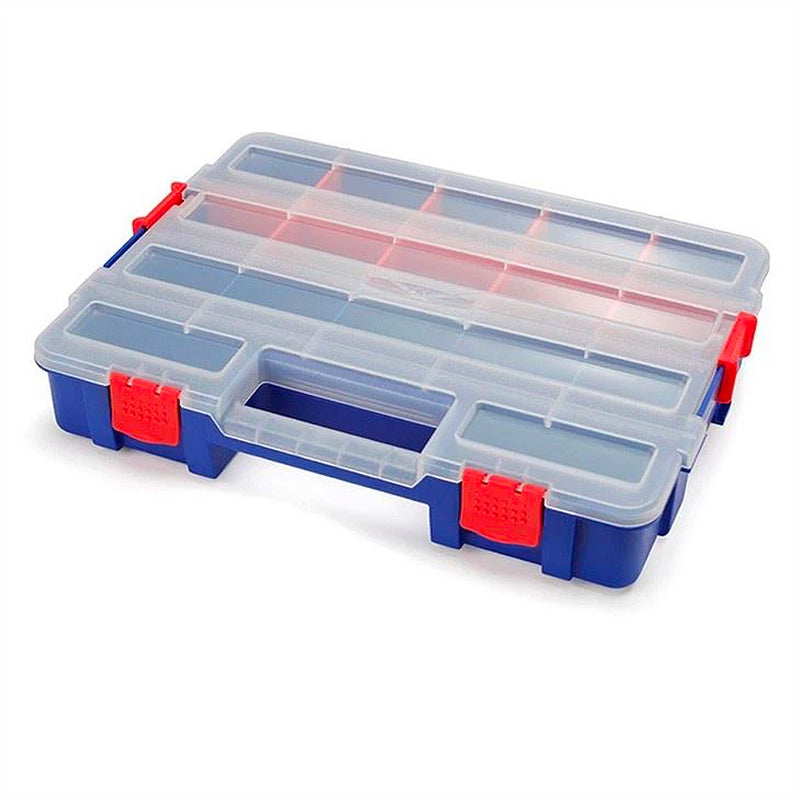 Hộp nhựa đựng linh kiện nhiều ngăn 385×300×75mm có thể liên kết xếp chồng lên nhau thành một khối lớn hơn Workpro WP283007