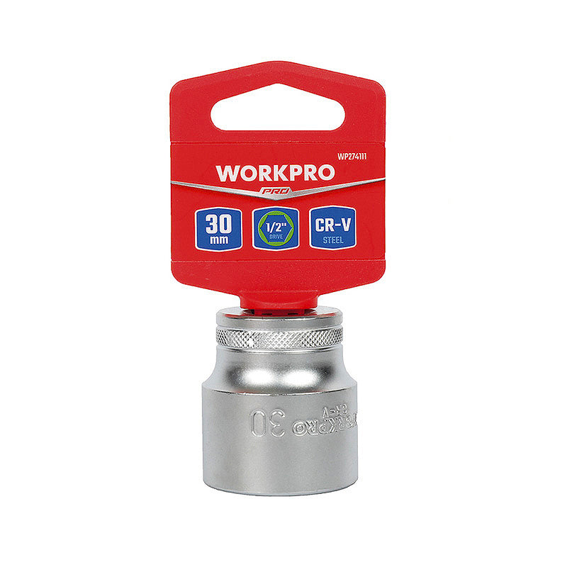 Đầu tuýp cốt 1/2 inch bằng thép CR-V, loại ngắn tiêu chuẩn, đầu lục giác 6 cạnh (8-32mm) Workpro
