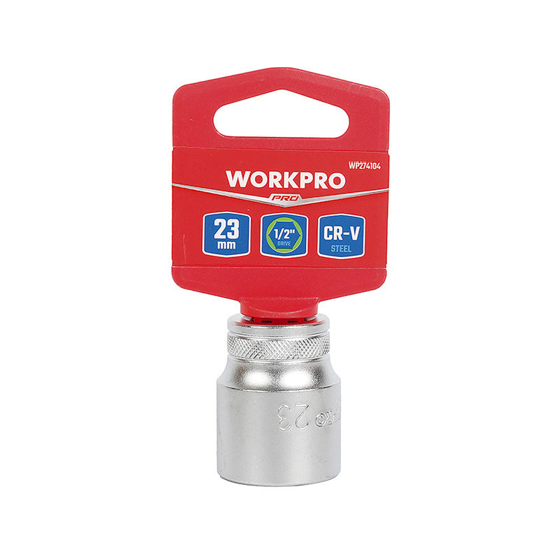 Đầu tuýp cốt 1/2 inch bằng thép CR-V, loại ngắn tiêu chuẩn, đầu lục giác 6 cạnh (8-32mm) Workpro