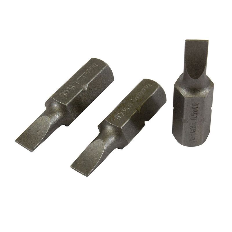 Vĩ 3 mũi vặn vít dẹp Makita kích thước mũi 4mm-5.5mm, chiều dài 25mm, đuôi lục giác 6.35mm (1/4 inch) (Cấp 2 sao)