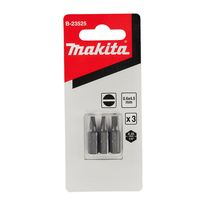 Vĩ 3 mũi vặn vít đầu dẹp Makita kích thước mũi 4mm-5.5mm, chiều dài 25mm, đuôi lục giác 6.35mm ( 1/4 inch ) ( Cấp 2 sao )