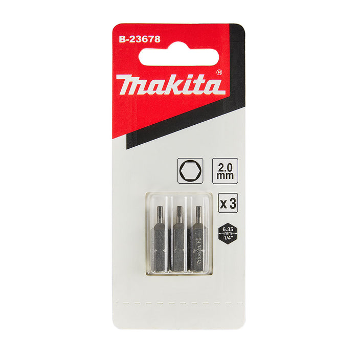 Vĩ 3 mũi vặn vít đầu lục giác Makita đường kính mũi từ 1.5mm-8mm, chiều dài 25mm, đuôi lục giác 6.35mm ( 1/4 inch ) ( Cấp 2 sao )