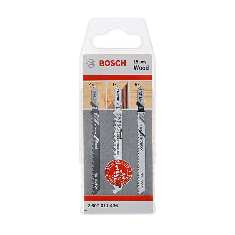 Bộ 15 lưỡi cưa lọng gỗ (9 T144DP, 5 T101BF, 1 T144DHM) - Bosch 2607011436