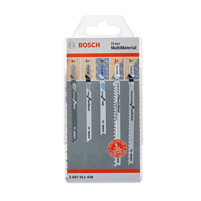 Bộ 15 lưỡi cưa lọng đa năng (4 T144DP, 4 T101BF, 3 T121BF, 1 T367XHM, 3 T345XF) - Bosch 2607011438