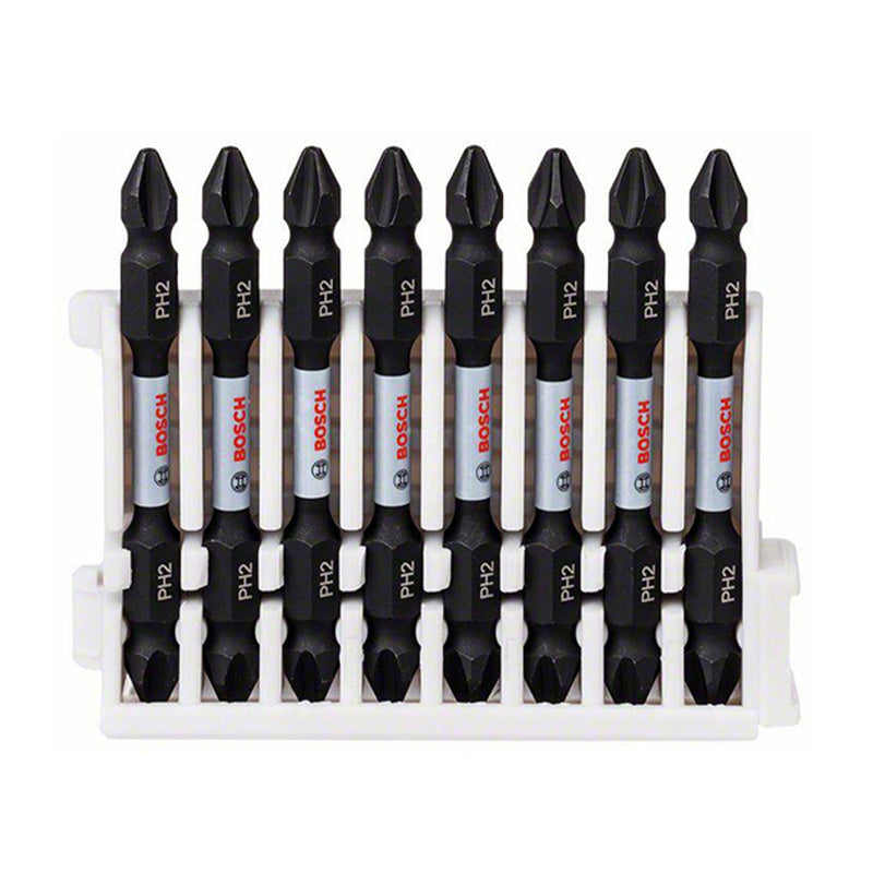 Vỉ 8 mũi vặn vít bake 2 đầu PH2 Bosch 2608522337 dài 65mm, chuôi lục giác