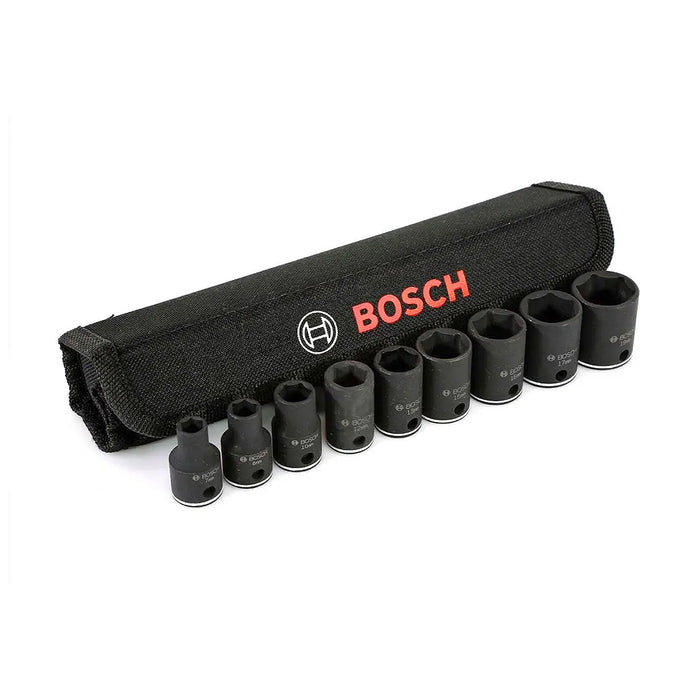 Bộ 9 đầu tuýp Bosch 2608551098 cốt 3/8 inch, đầu 7mm - 19mm, dài 25mm