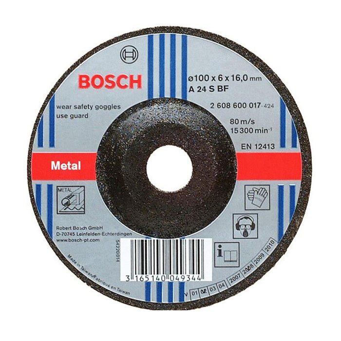 Đá mài sắt Bosch 2608600017 đường kính 100mm, dày 6mm, lỗ cốt 16mm, tâm trũng (Expert for Metal)