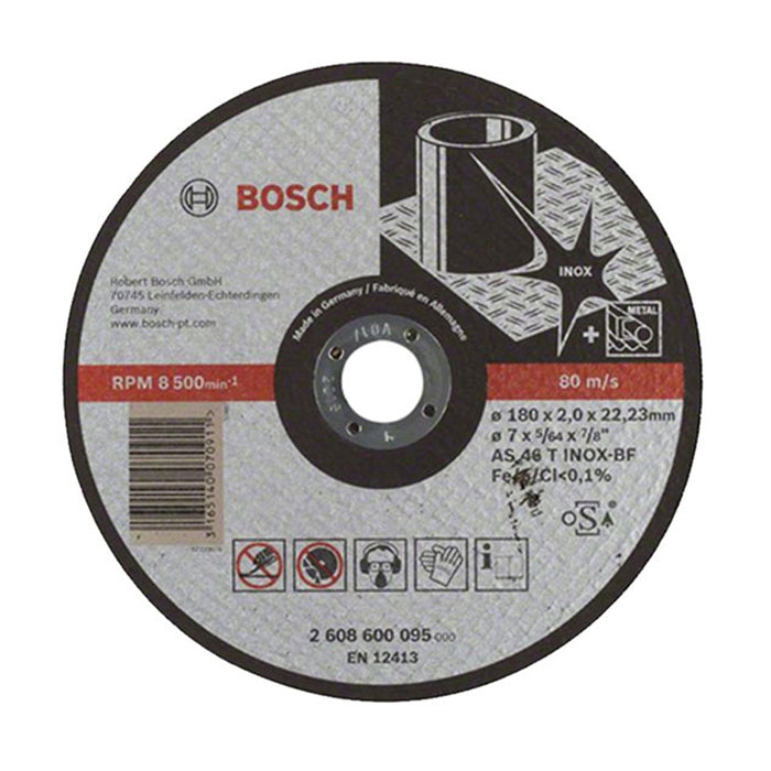 Đá cắt Inox Bosch 2608600095 đường kính 180mm, dày 2mm, lỗ cốt 22.2mm (Dòng Expert)