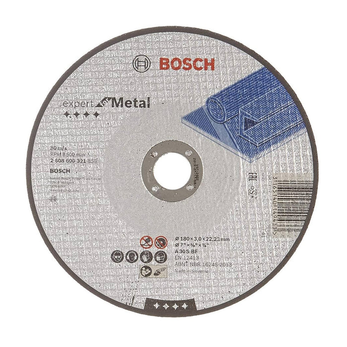 Đá mài, cắt sắt Bosch 2608600321 đường kính 180mm, dày 3mm, lỗ cốt 22.2mm, tiêu chuẩn EN 12413 (Dòng Expert)