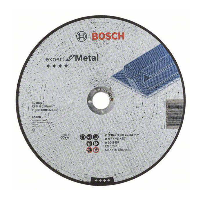 Đá mài, cắt sắt Bosch 2608600324 đường kính 230mm, dày 3mm, lỗ cốt 22.2mm, tiêu chuẩn EN 12413 (Dòng Expert)